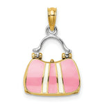 Load image into Gallery viewer, 14K Yellow Gold 3-D With Enamel Moveable Handbag Charm Pendant
