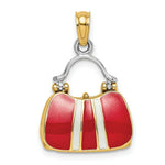 Load image into Gallery viewer, 14K Yellow Gold 3-D Red Enameled HANDBAG MOVEABLE Charm Pendant
