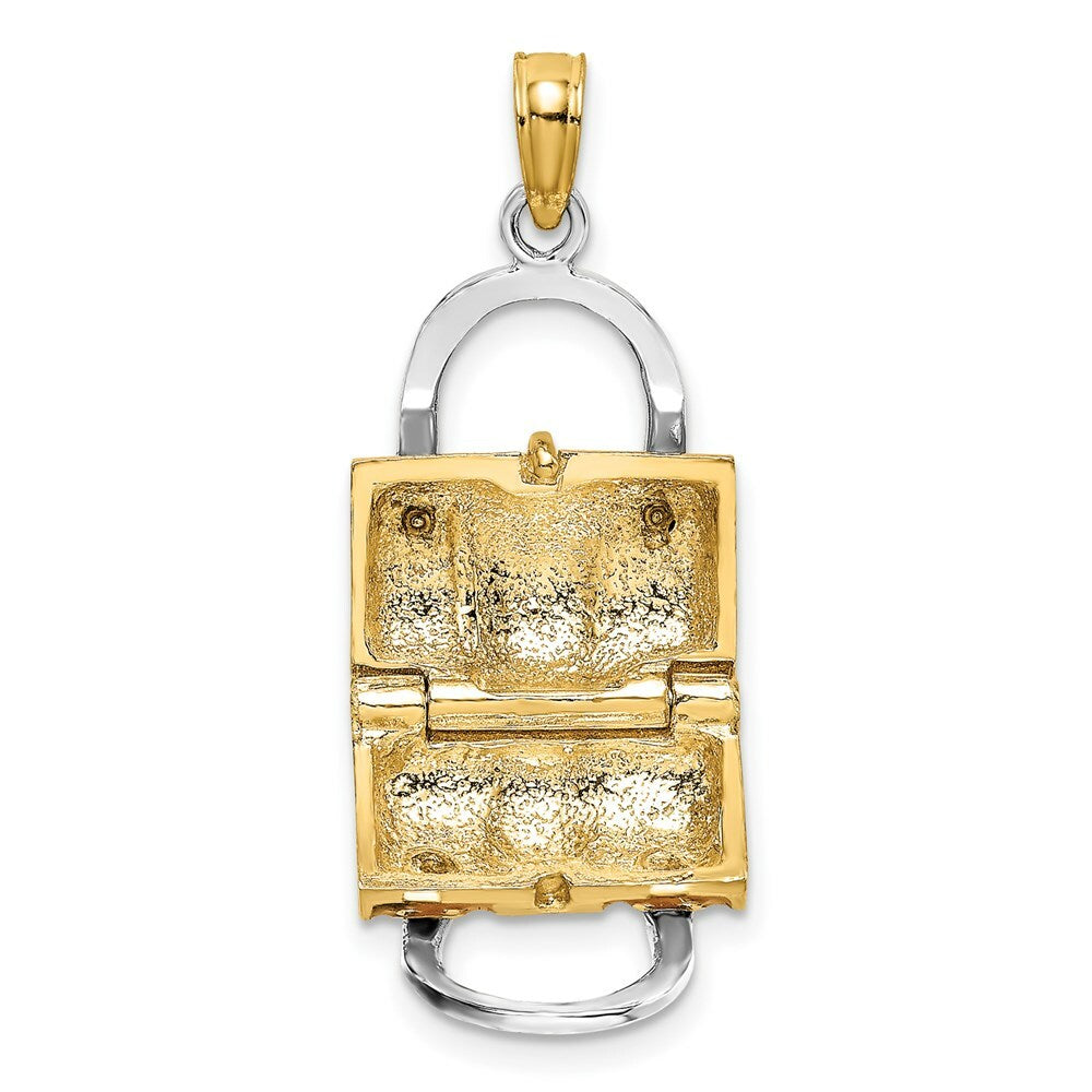 14K Yellow Gold 3-D Pink Enameled HANDBAG MOVEABLE Charm Pendant