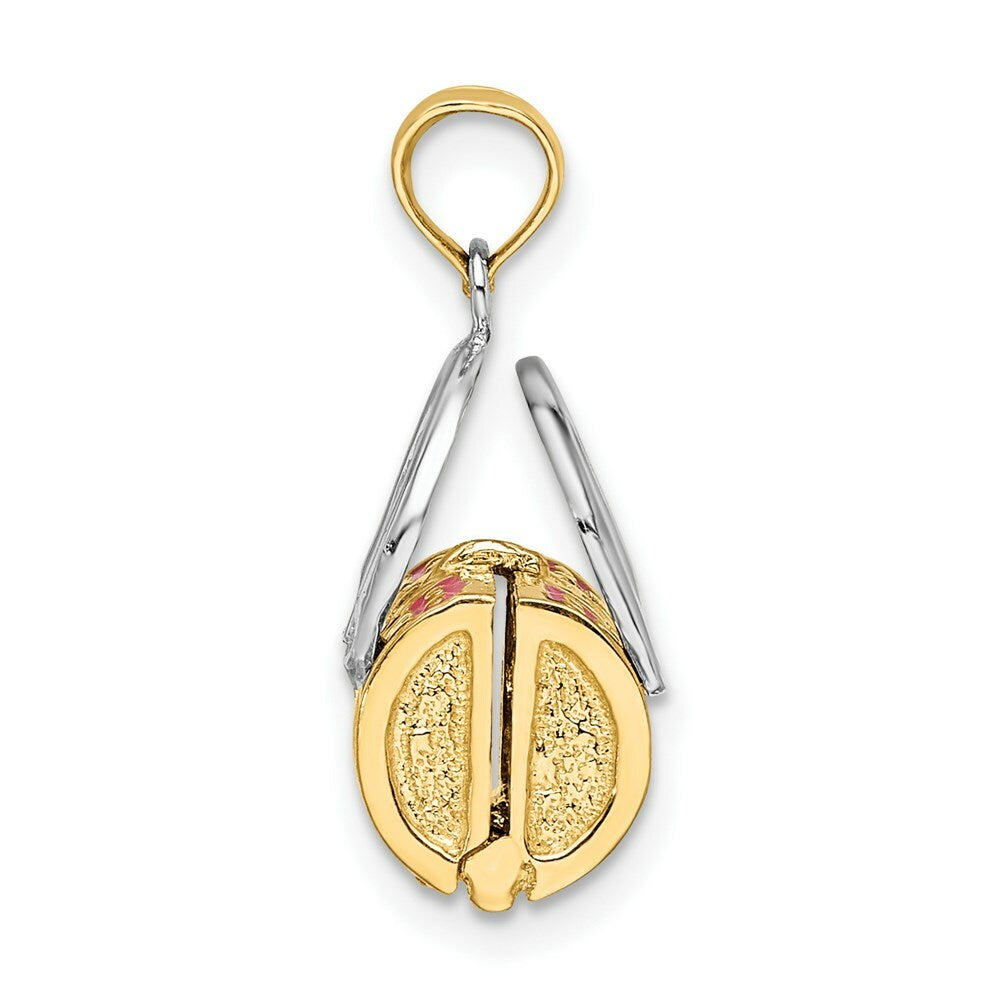 14K Yellow Gold 3-D Pink Enameled HANDBAG MOVEABLE Charm Pendant