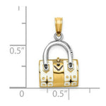 Load image into Gallery viewer, 14K Yellow Gold 3-D White Enameled HANDBAG MOVEABLE Charm Pendant
