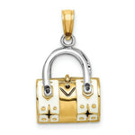 Load image into Gallery viewer, 14K Yellow Gold 3-D White Enameled HANDBAG MOVEABLE Charm Pendant
