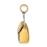 Load image into Gallery viewer, 14K Yellow Gold 3-D With Black with White Enamel Moveable Handbag Charm Pendant
