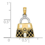 Load image into Gallery viewer, 14K Yellow Gold 3-D With Black with White Enamel Moveable Handbag Charm Pendant
