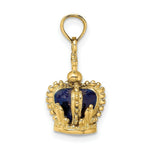 Load image into Gallery viewer, 14K Yellow Gold 3-D With Enamel Crown With Cross On Top Charm Pendant
