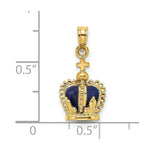 Load image into Gallery viewer, 14K Yellow Gold 3-D With Enamel Crown With Cross On Top Charm Pendant
