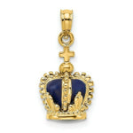 Load image into Gallery viewer, 14K Yellow Gold 3-D With Enamel Crown With Cross On Top Charm Pendant
