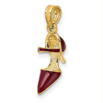 Load image into Gallery viewer, 14K Yellow Gold 3-D Maroon Enamel Closed Toe High Heel Charm Pendant
