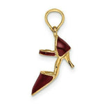 Load image into Gallery viewer, 14K Yellow Gold 3-D Maroon Enamel Closed Toe High Heel Charm Pendant
