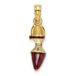 Load image into Gallery viewer, 14K Yellow Gold 3-D Maroon Enamel Closed Toe High Heel Charm Pendant

