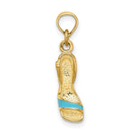 Load image into Gallery viewer, 14K Yellow Gold 3-D Aqua Enamel Open Toe High Heel Charm Pendant
