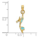 Load image into Gallery viewer, 14K Yellow Gold 3-D Aqua Enamel Open Toe High Heel Charm Pendant
