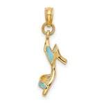 Load image into Gallery viewer, 14K Yellow Gold 3-D Aqua Enamel Open Toe High Heel Charm Pendant
