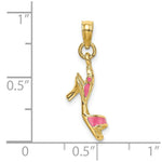 Load image into Gallery viewer, 14K Yellow Gold 3-D Pink Enamel Open Toe High Heel Charm Pendant

