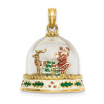 Load image into Gallery viewer, 14K Yellow Gold 3-D &amp; Enamel Christmas Snow Globe Charm Pendant
