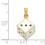 Load image into Gallery viewer, 14K Yellow Gold 3-D Enamel Dice Charm Pendant
