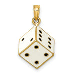 Load image into Gallery viewer, 14K Yellow Gold 3-D Enamel Dice Charm Pendant

