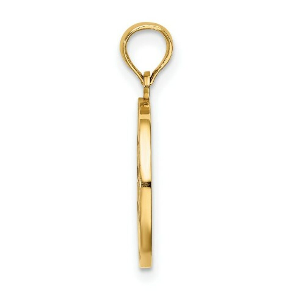14K Yellow Gold With Enamel HAPPY HOLIDAYS With Holly On Round Disc Charm Pendant