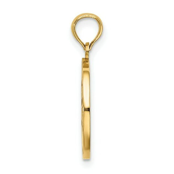 14K Yellow Gold With Enamel HAPPY HOLIDAYS With Holly On Round Disc Charm Pendant