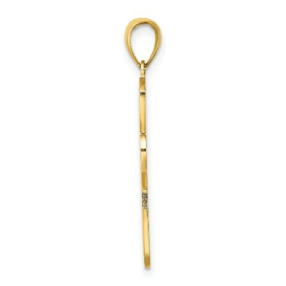 14K Yellow Gold Enamel Pink Ribbon Breast Cancer Cross