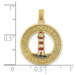 Load image into Gallery viewer, 14K Yellow Gold HILTON Head On Round Frame With Enamel Lighthouse Charm Pendant
