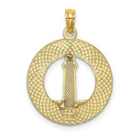 Load image into Gallery viewer, 14K Yellow Gold HILTON Head On Round Frame With Enamel Lighthouse Charm Pendant
