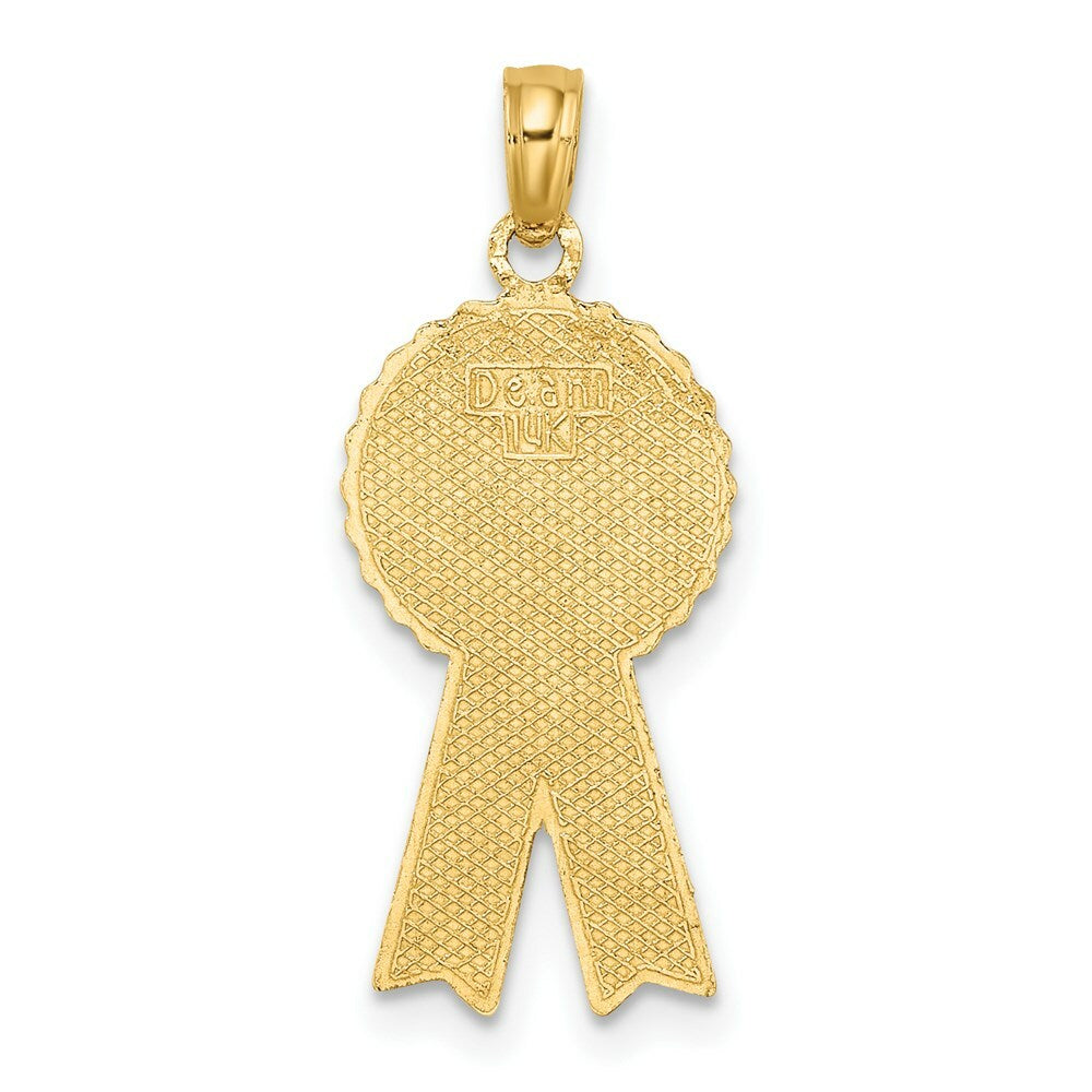 14K Yellow Gold Enamel 1st PLACE RIBBON Charm Pendant