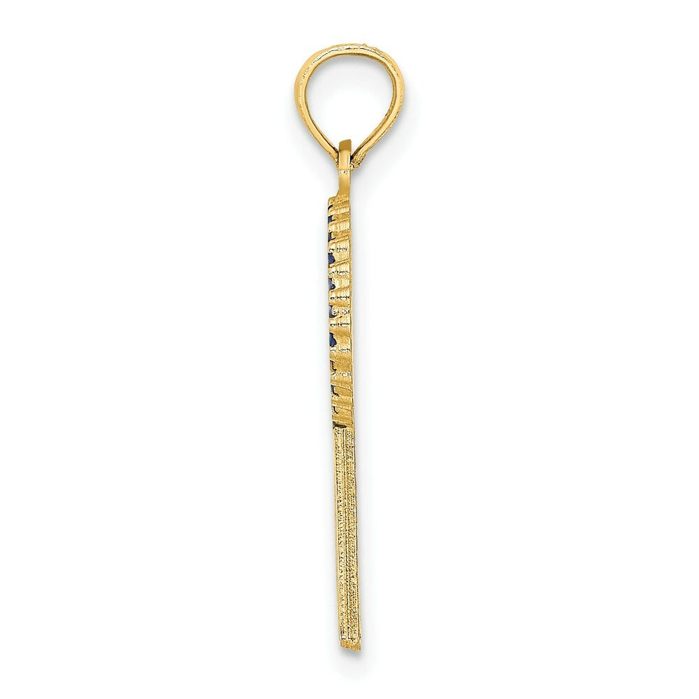 14K Yellow Gold Enamel BIRTHDAY BOY Blue RIBBON Charm Pendant