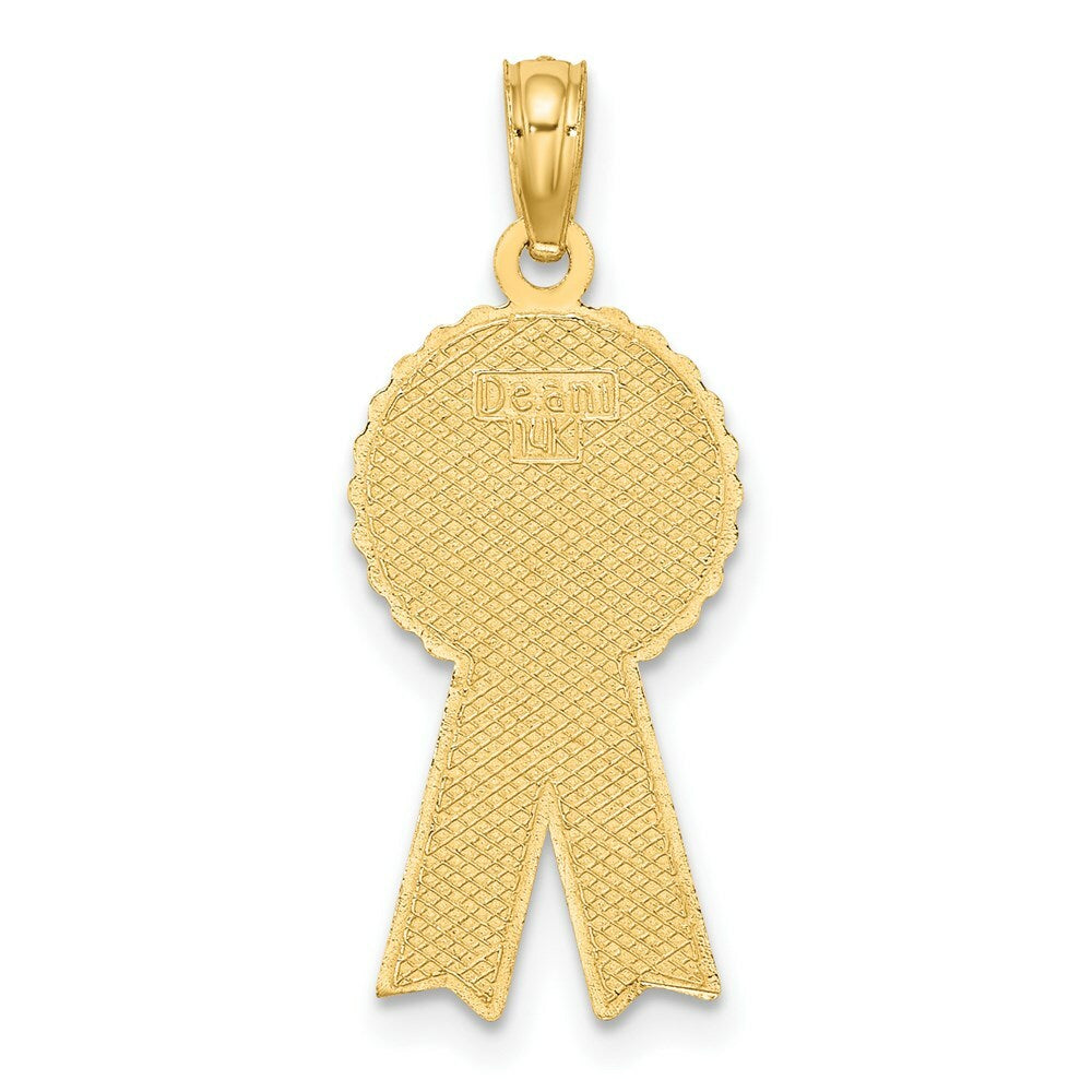 14K Yellow Gold Enamel BIRTHDAY BOY Blue RIBBON Charm Pendant