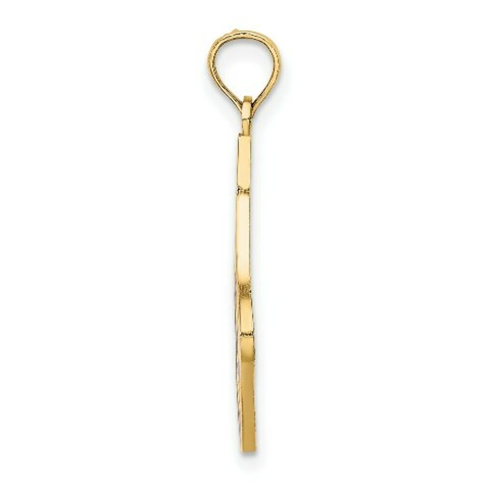 14K Yellow Gold 2-D & Enamel HO HO HO Christmas Stocking Charm Pendant
