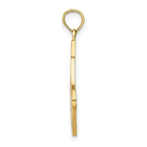 14K Yellow Gold 2-D & Enamel HO HO HO Christmas Stocking Charm Pendant