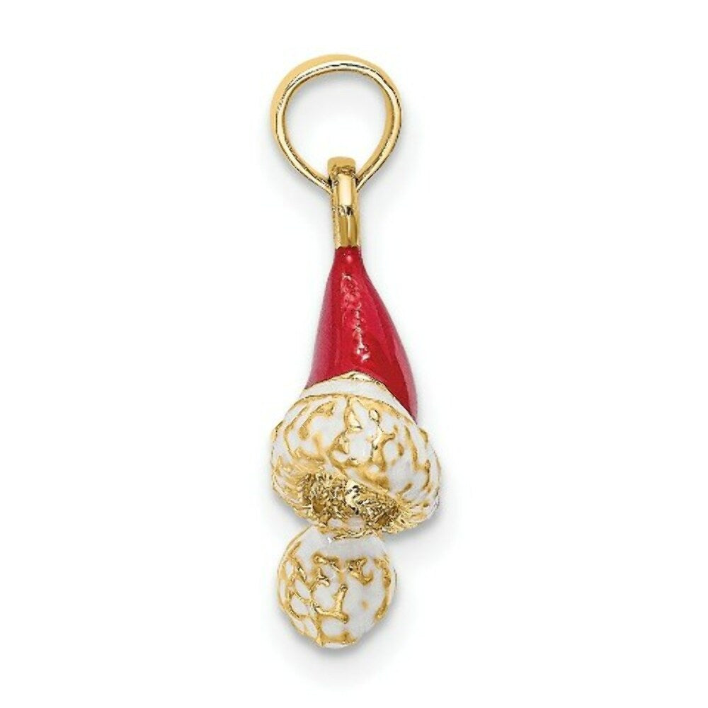 14K Yellow Gold 3-D With Red & White Enamel SANTA HAT Charm Pendant