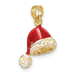 Load image into Gallery viewer, 14K Yellow Gold 3-D With Red &amp; White Enamel SANTA HAT Charm Pendant
