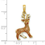 Load image into Gallery viewer, 14K Yellow Gold 3-D Enamel RUDOLPH THE RED NOSE REINDEER Charm Pendant
