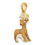 Load image into Gallery viewer, 14K Yellow Gold 3-D Enamel RUDOLPH THE RED NOSE REINDEER Charm Pendant

