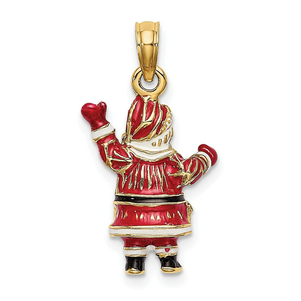 14K Yellow Gold 3-D Enamel SANTA Charm Pendant