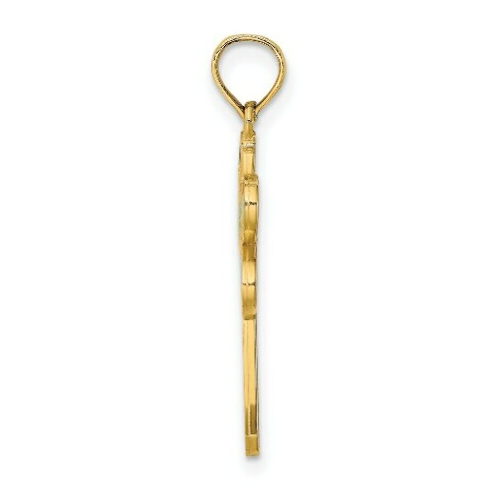 14K Yellow Gold Multi Color Enamel Dragonfly Charm Pendant