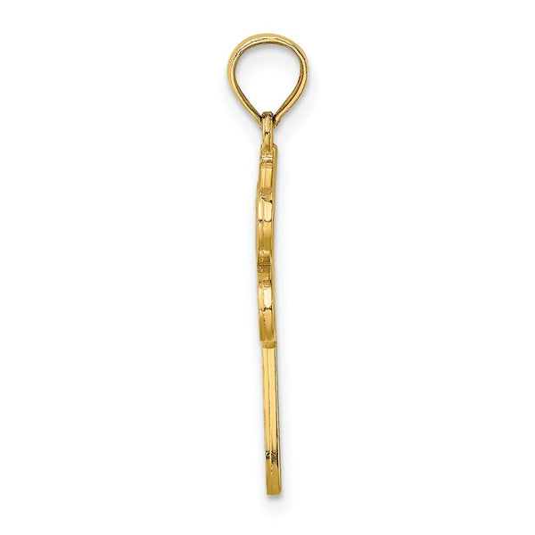 14K Yellow Gold Multi Color Enamel Dragonfly Charm Pendant