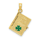 Load image into Gallery viewer, 14K Yellow Gold 3-D Moveable Enameled An Irish Prayer Book With CLover Charm Pendant
