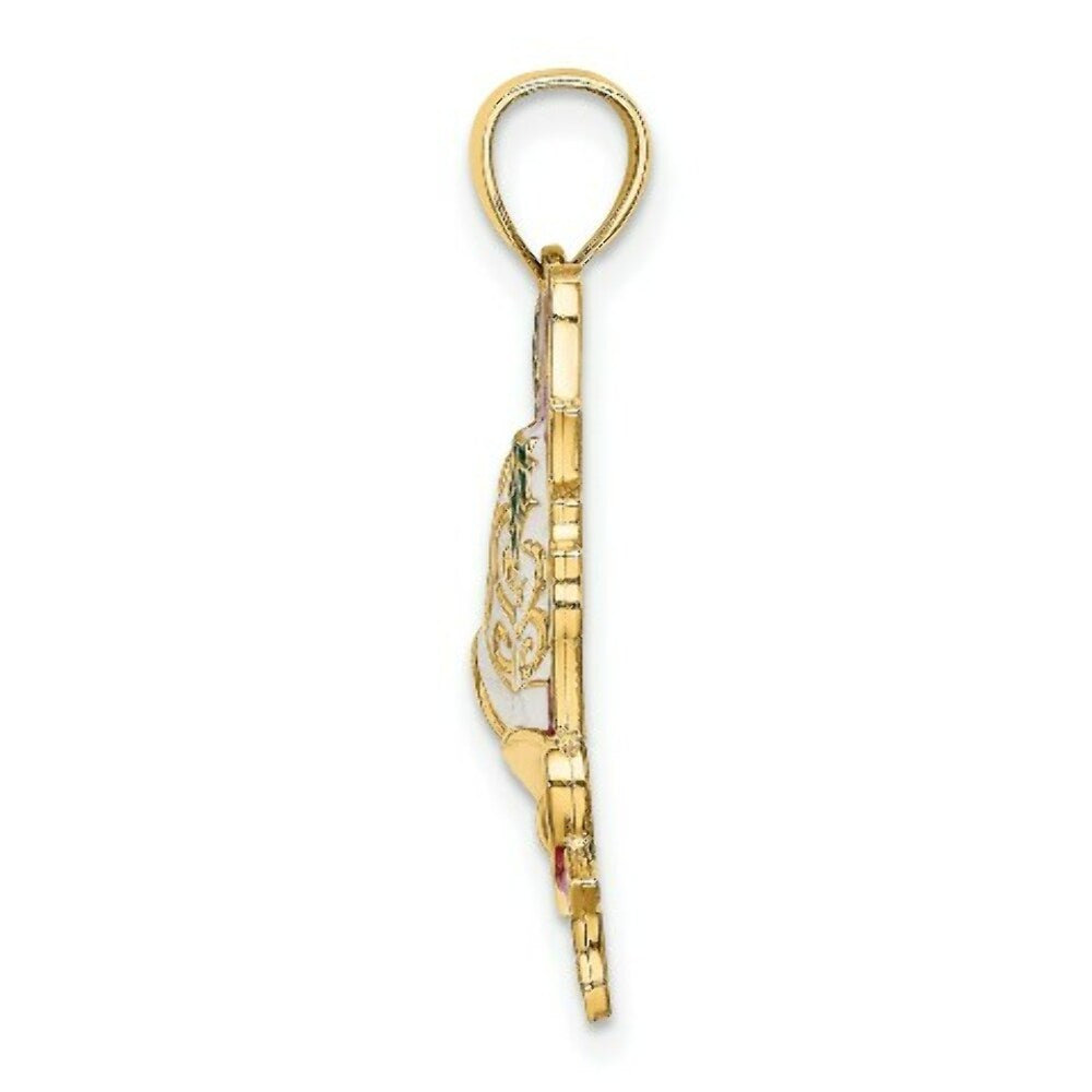 14K Yellow Gold Enamel HOLIDAY BELLS & HOLLY Charm Pendant