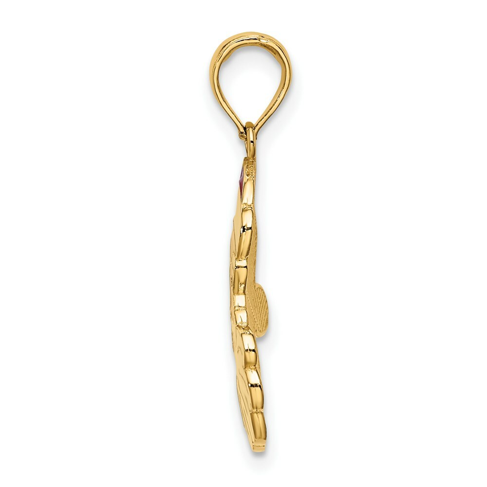 14K Yellow Gold With Enamel SANTA FACE Charm Pendant