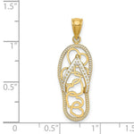 Load image into Gallery viewer, 14K Yellow Gold Multi Heart Flip-Flop With White Enamel Charm Pendant
