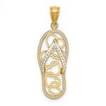 Load image into Gallery viewer, 14K Yellow Gold Multi Heart Flip-Flop With White Enamel Charm Pendant
