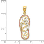 Load image into Gallery viewer, 14K Yellow Gold Multi Heart Flip-Flop With Pink Enamel Charm Pendant
