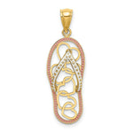 Load image into Gallery viewer, 14K Yellow Gold Multi Heart Flip-Flop With Pink Enamel Charm Pendant
