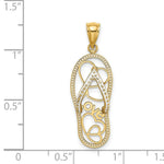 Load image into Gallery viewer, 14K Yellow Gold Multi Heart Love Flip-Flop With White Enamel Charm Pendant
