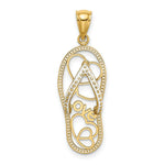 Load image into Gallery viewer, 14K Yellow Gold Multi Heart Love Flip-Flop With White Enamel Charm Pendant
