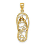 Load image into Gallery viewer, 14K Yellow Gold Multi Heart Love Flip-Flop With Pink Enamel Charm Pendant
