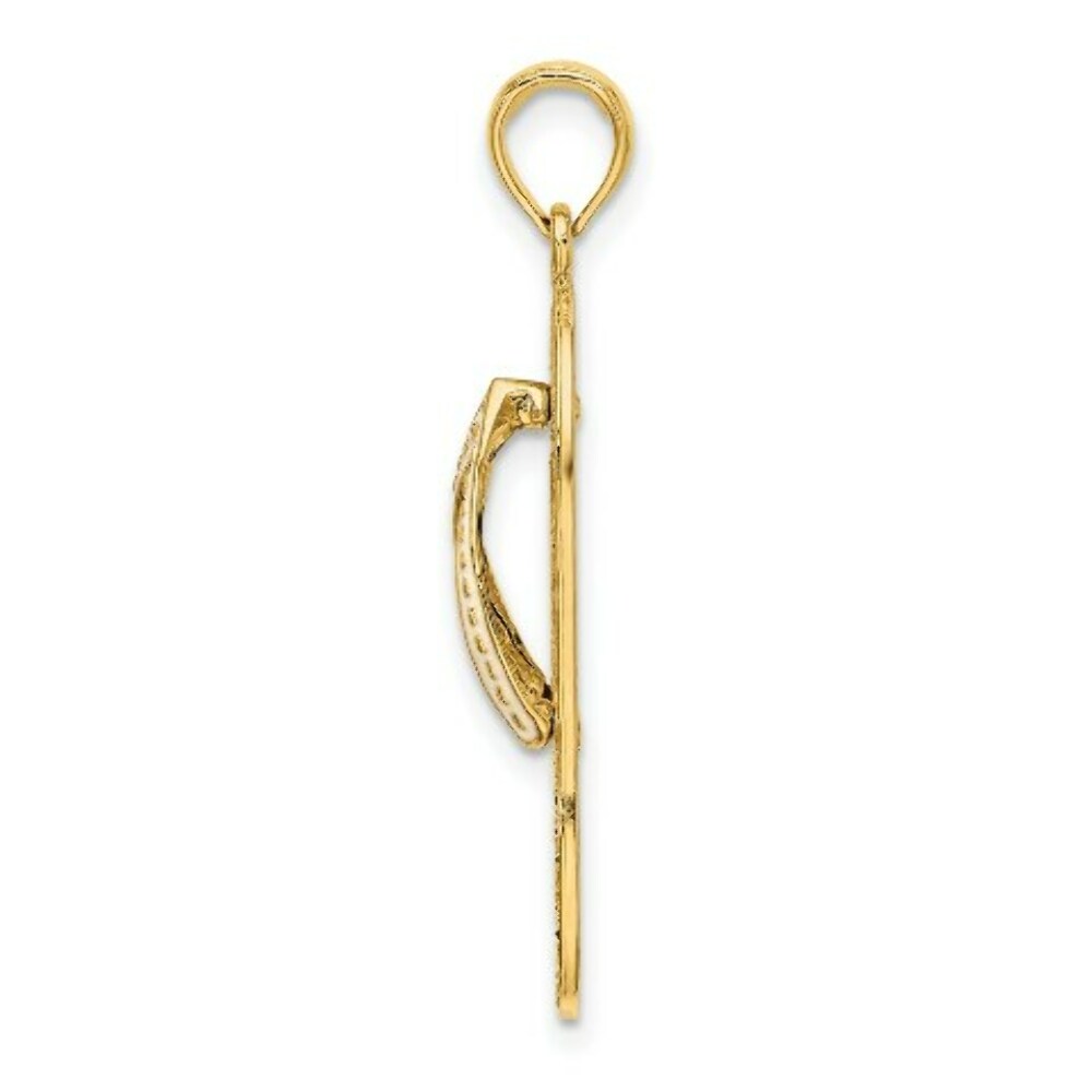 14K Yellow Gold Enamel Palm Tree Flip-Flop Charm Pendant