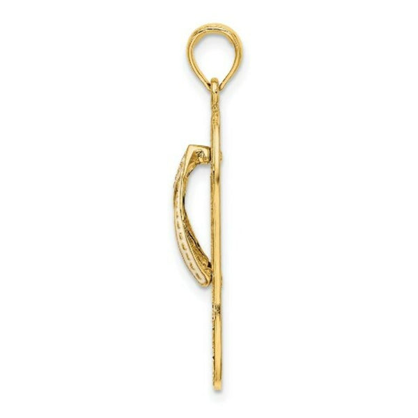 14K Yellow Gold Enamel Palm Tree Flip-Flop Charm Pendant